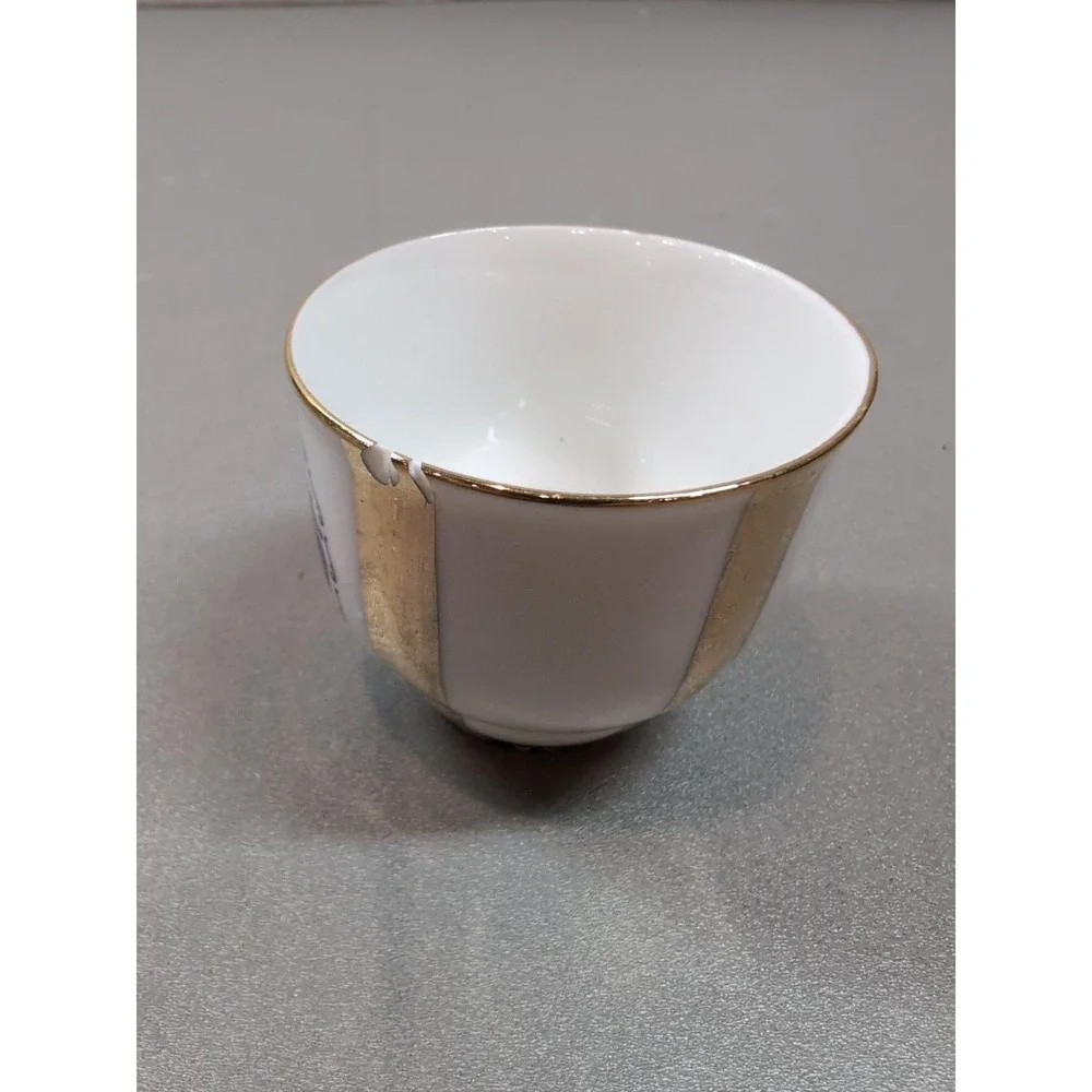 Vintage Czechoslovakia Porcelain Demitasse Cup Gold Courting Couple 792 Espresso